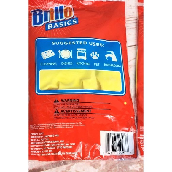 Brillo Basics Large Textured Grip Yellow Latex Reusable Gloves - Multi Purpose - Picture 3 of 8